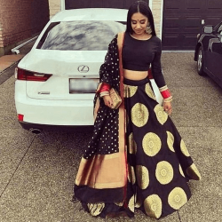 Black Color Sangeet Function Special banarasi Silk Fabric Lehenga Choli